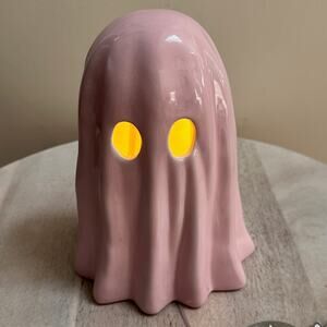 New SUMMERWEEN Goblin and Ghoul PINK Light Up Ceramic Halloween Ghost Table Top